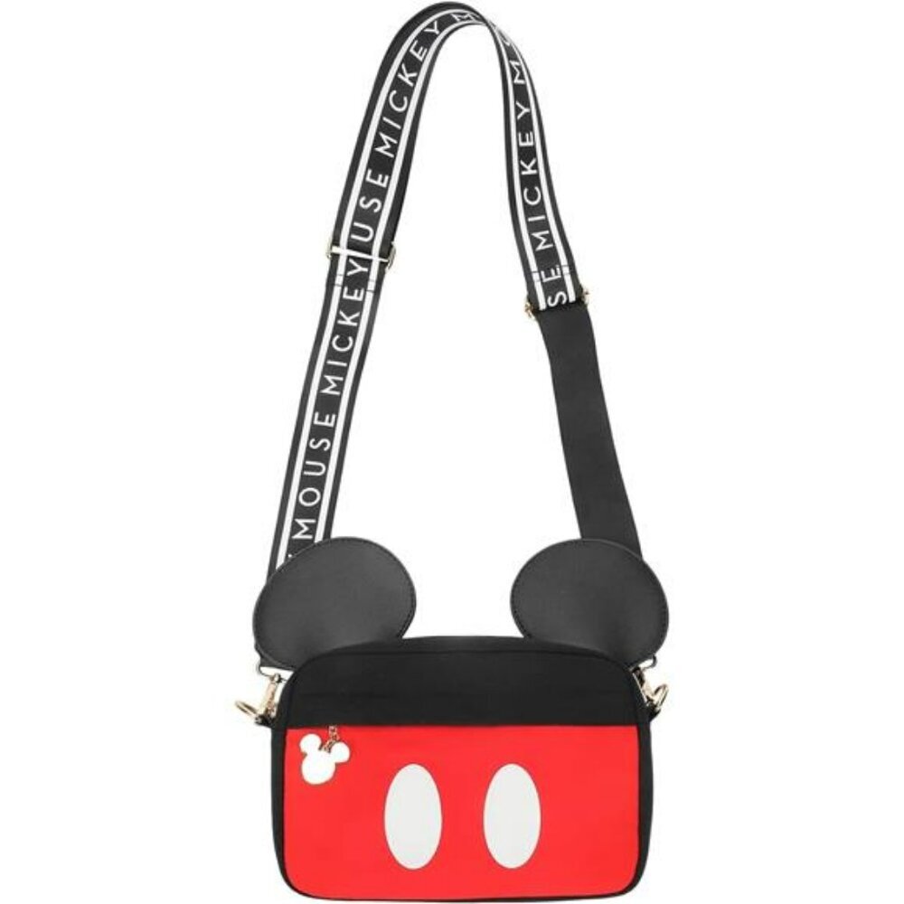 Mickey Mouse Ears Crossbody Bag Black Small Disney Purse with Zip Pockets